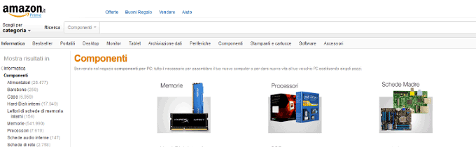 amazon componenti pc