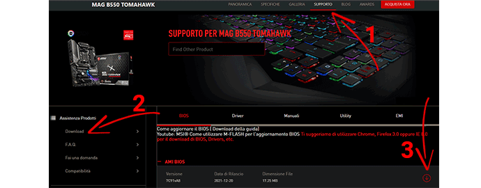 scaricare bios msi
