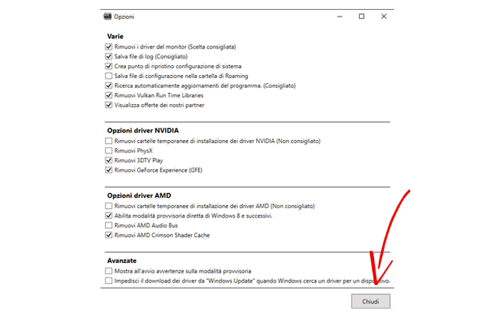 disinstallare driver video