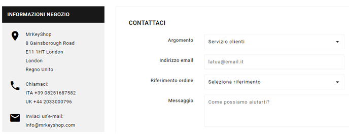 contatti supporto italiano