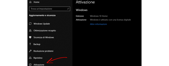 licenza digitale attiva windows 10