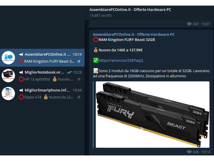 offerte telegram hardware pc