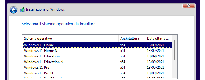 installazione win11